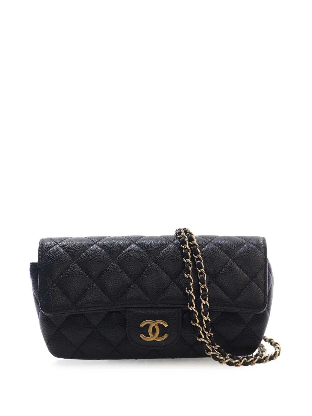 2021 CC Quilted Caviar Sunglasses Case with Chain Crossbody Bag