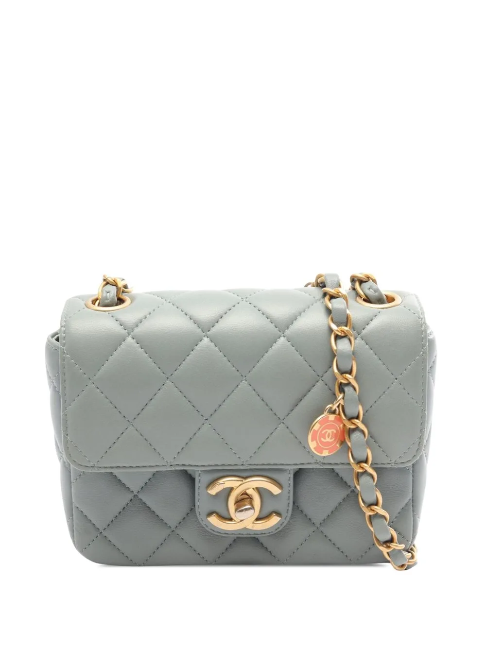 2021-2026 Mini Square Lambskin Casino Royale Charms Single Flap Crossbody Bag