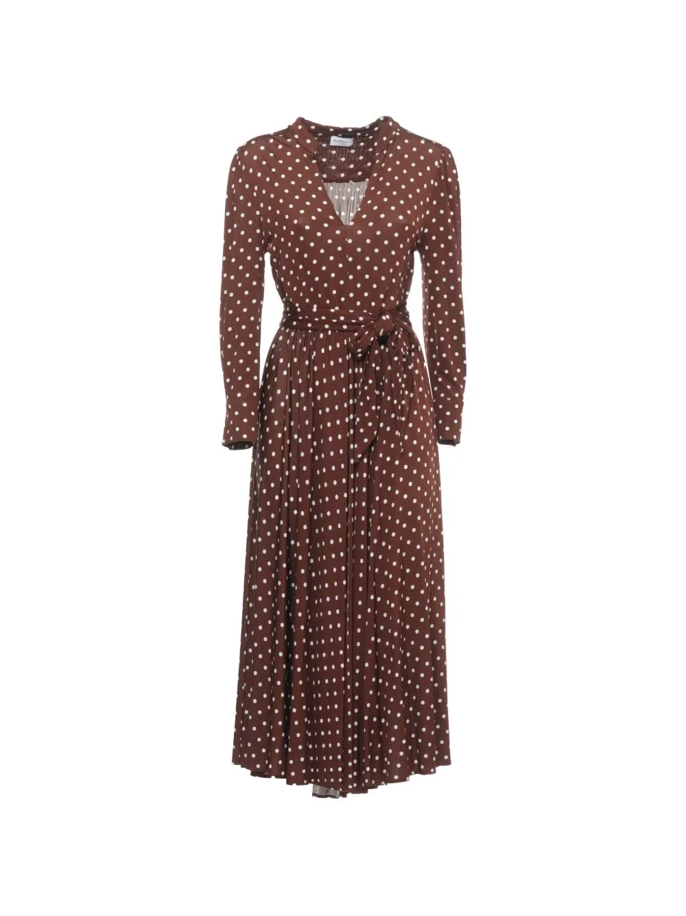 Mlsangelo Polka-Dot Belted Midi Dress