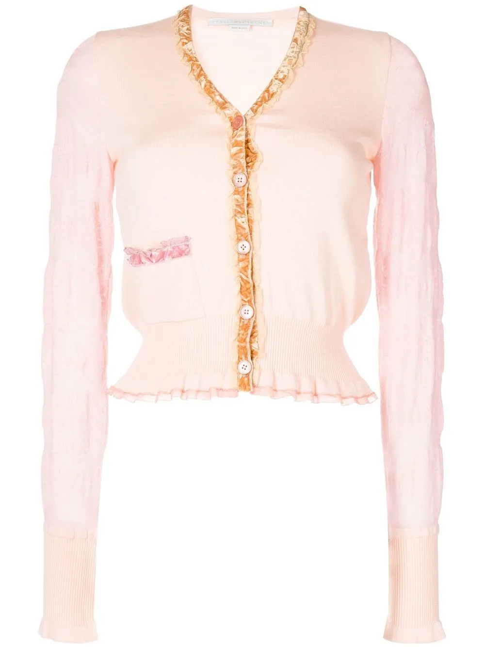 Velvet-Trim Wool Cardigan