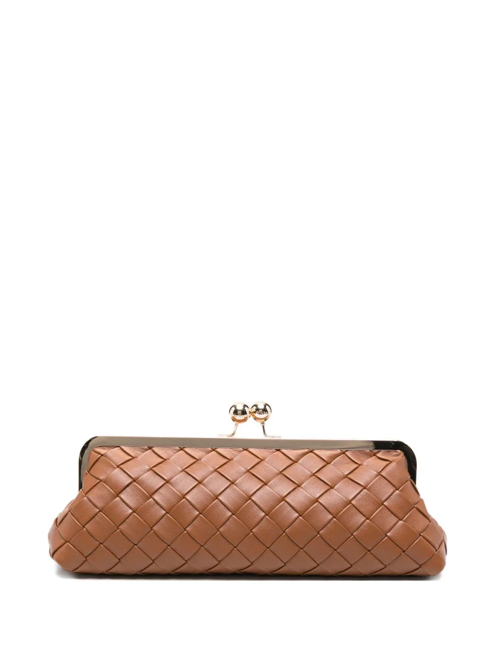 Woven Kiss-Lock Clutch Bag
