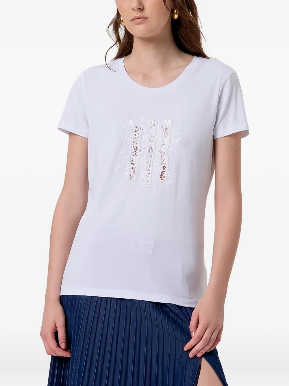 Embroidered Faux-Pearl T-Shirt