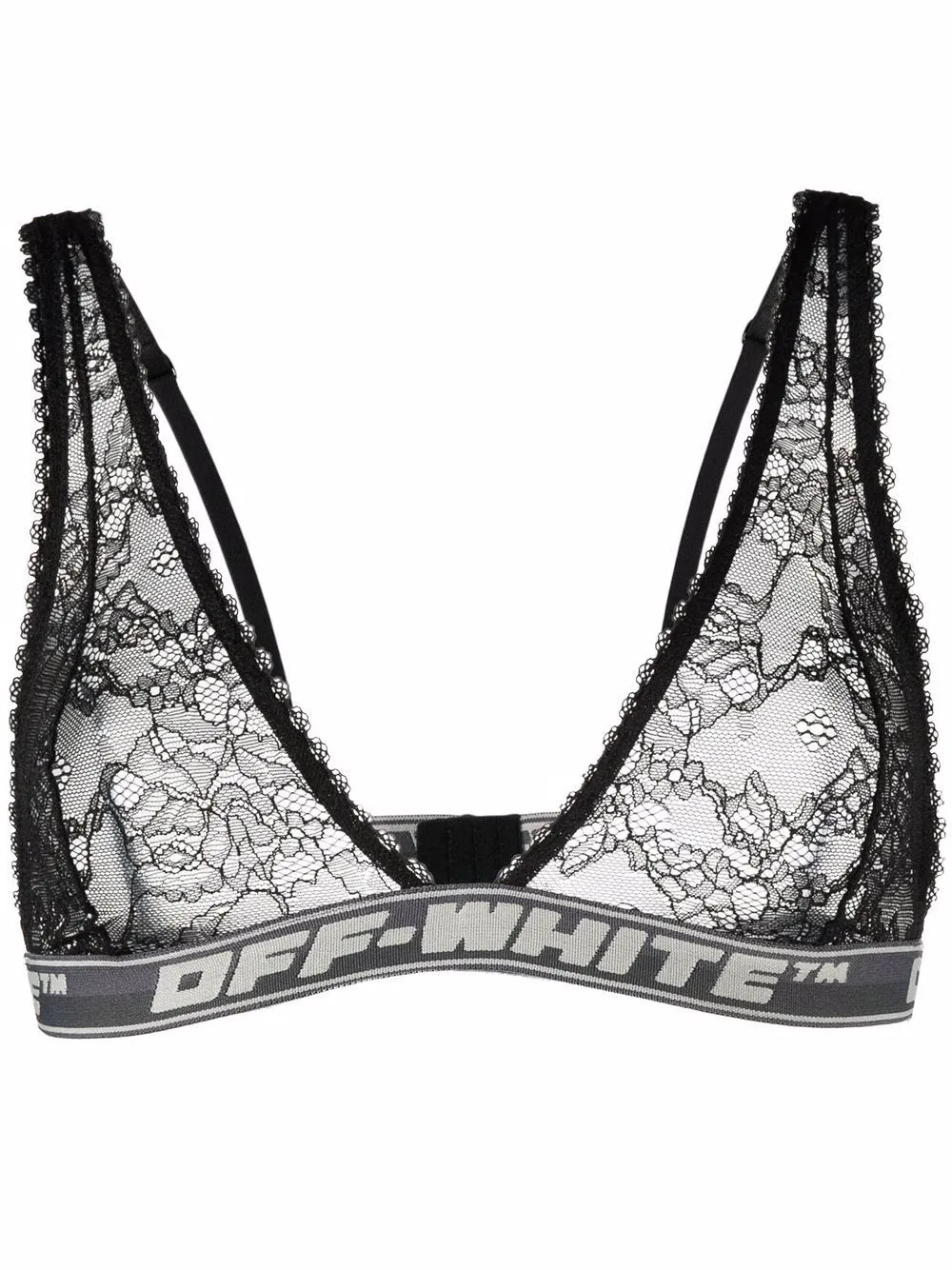 Logo-Tape Detail Lace Bra