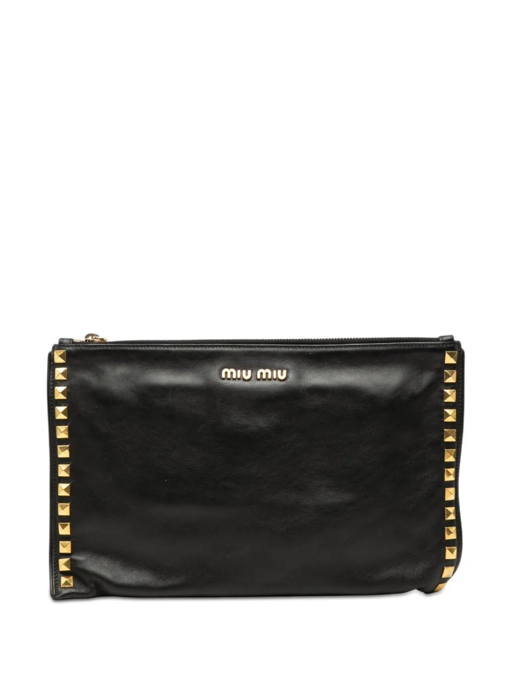 2010-2025 Studded Leather Zip Clutch Bag