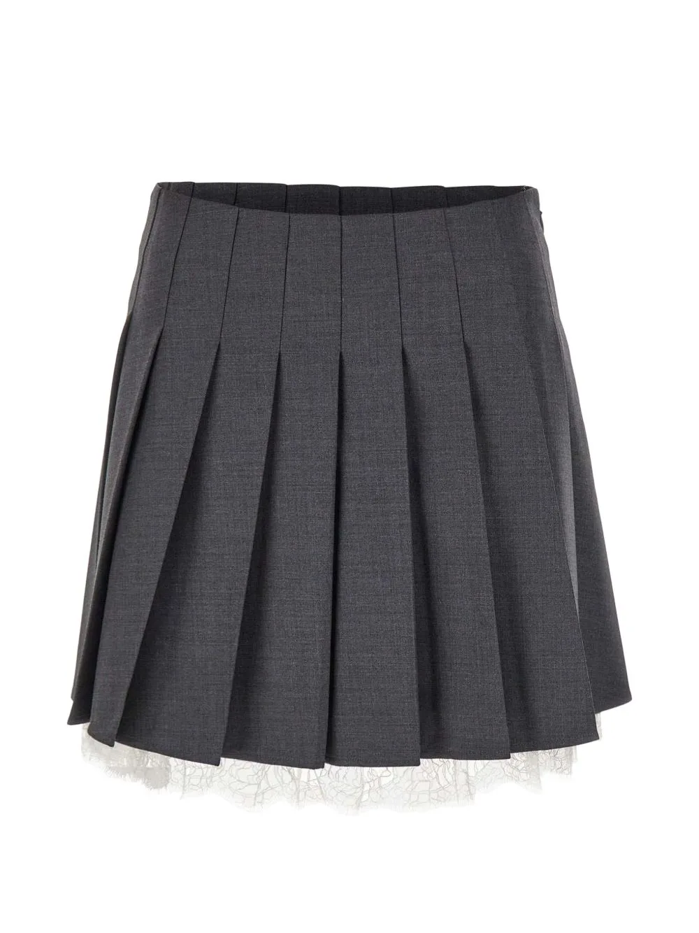 Pleated Lace-Trim Mini Skirt