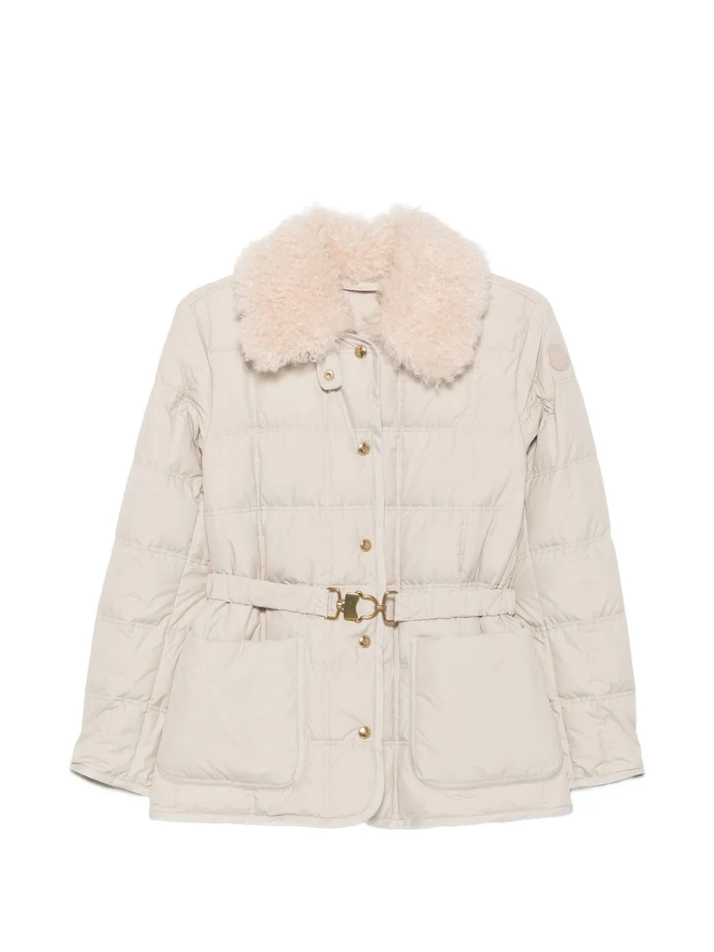 Shearling-Collar Quilted Jacket