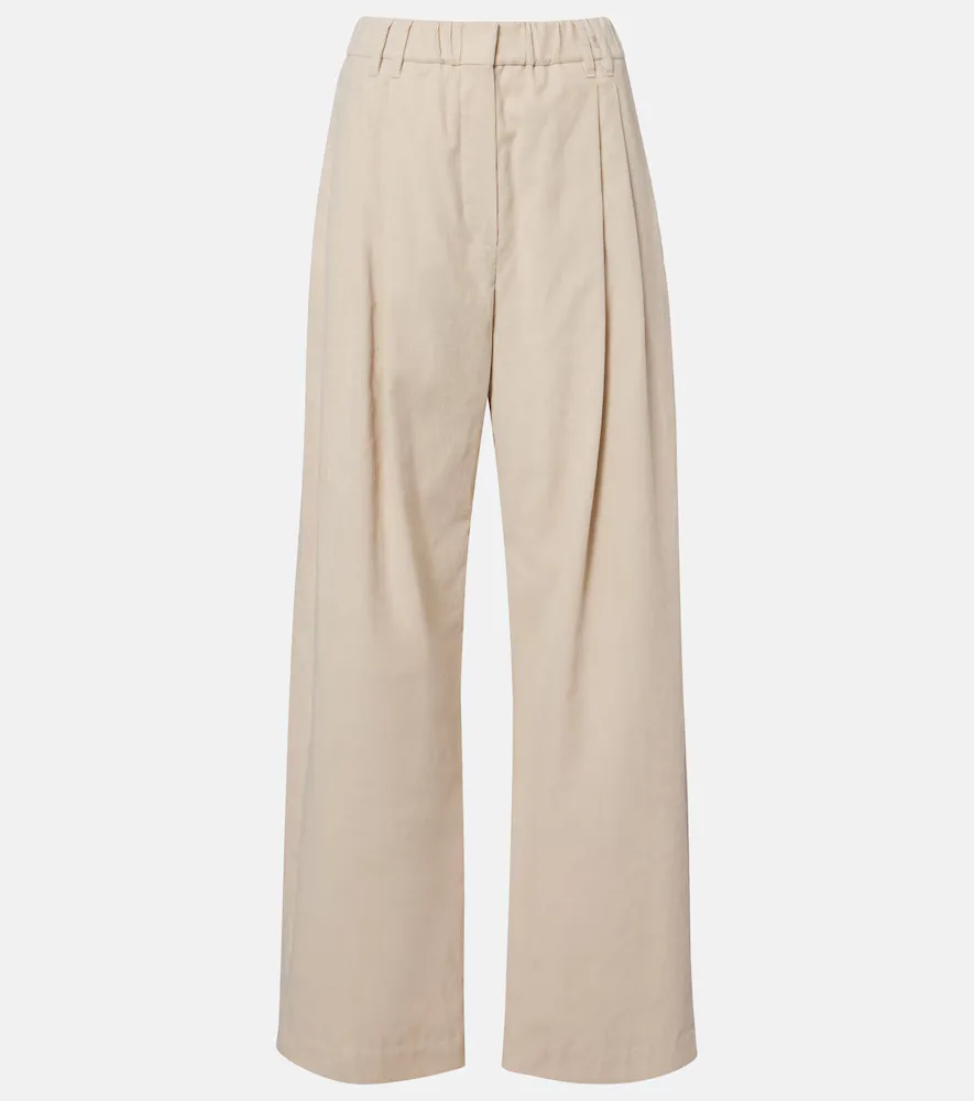 Cotton-Blend Corduroy Wide-Leg Pants