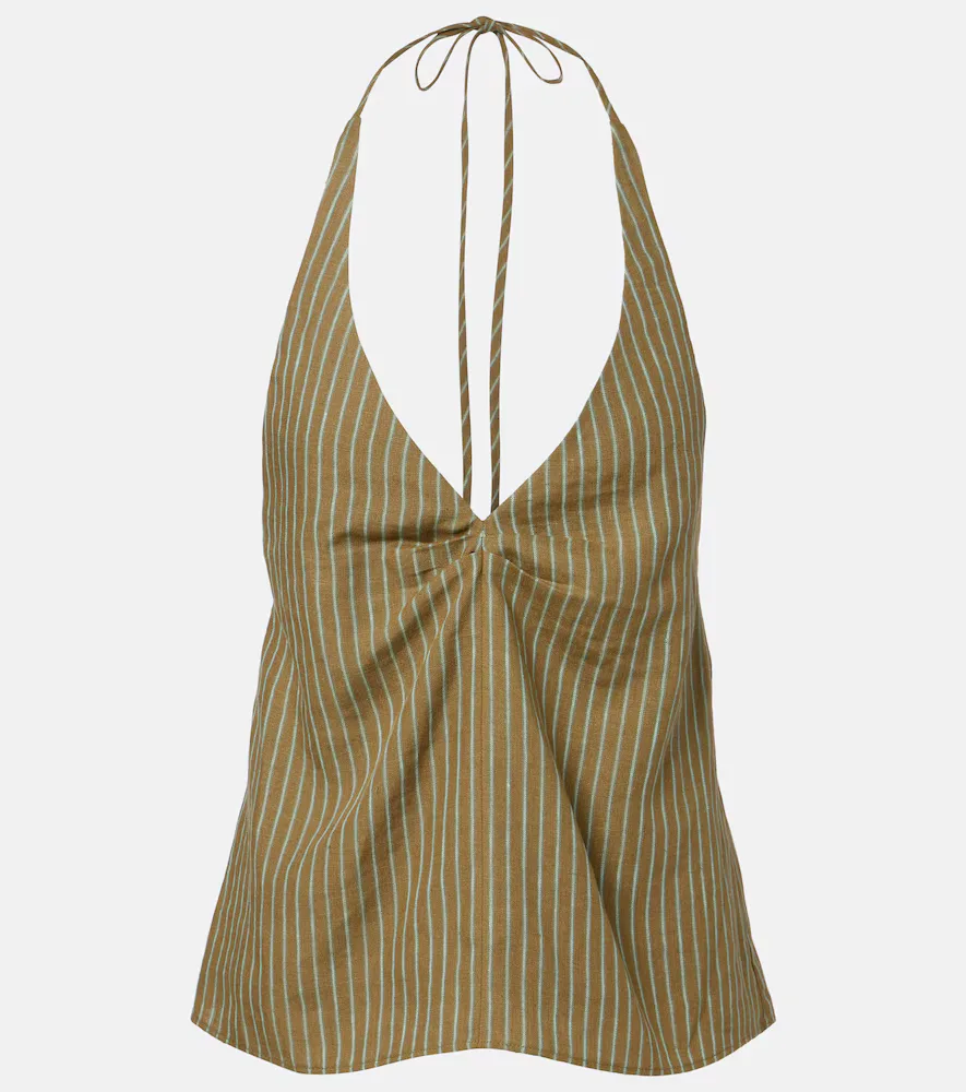 Corso Striped Halterneck Linen Top