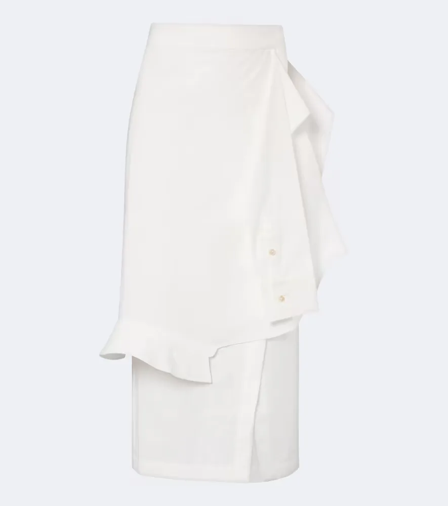 Asymmetric Cotton-Blend Midi Skirt by Rohe