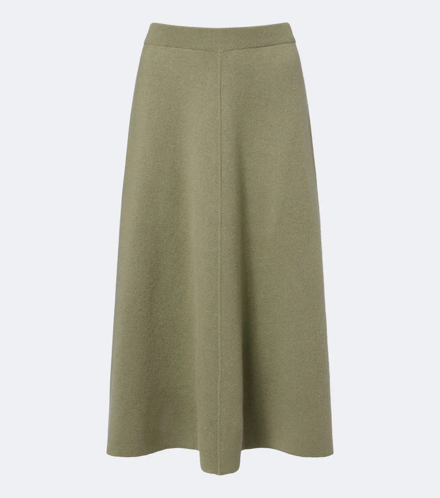 Virgin Wool and Cashmere Midi Skirt
