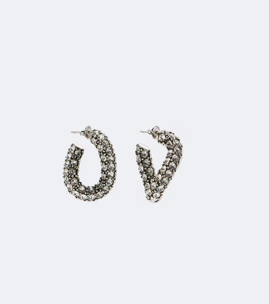 Crystal-Embellished Hoop Earrings