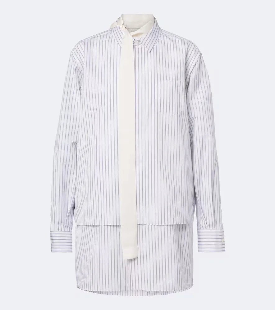 Layered Striped Cotton-Blend Poplin Shirt