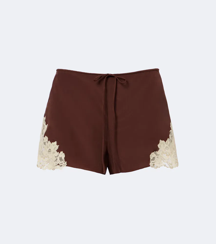 Elia Lace-Trimmed Crêpe De Chine Shorts