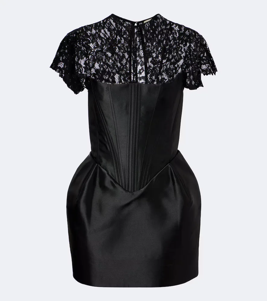 Catalina Satin and Lace Bustier Minidress