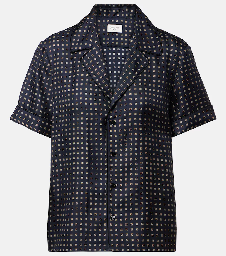 Printed Silk Satin Pajama Shirt