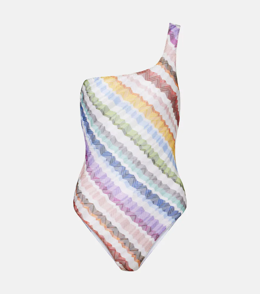 Zigzag One-Shoulder Swimsuit