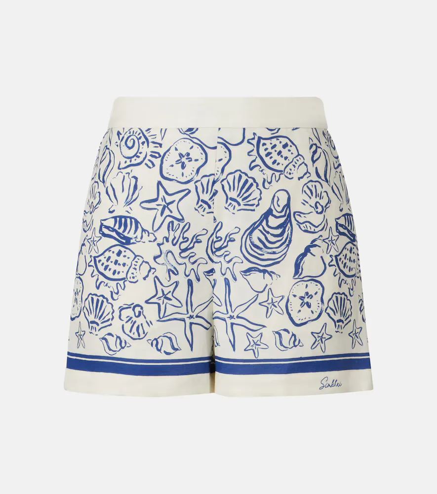Keaton Printed Linen-Blend Shorts
