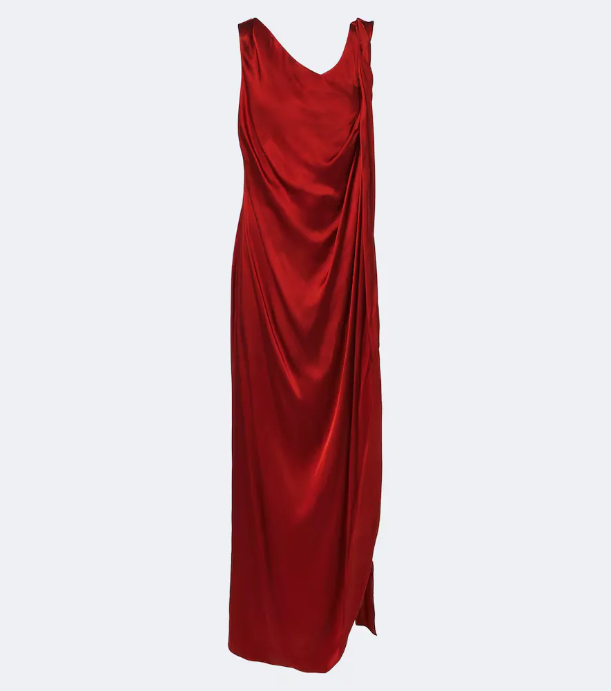 Draped Satin Maxi Dress