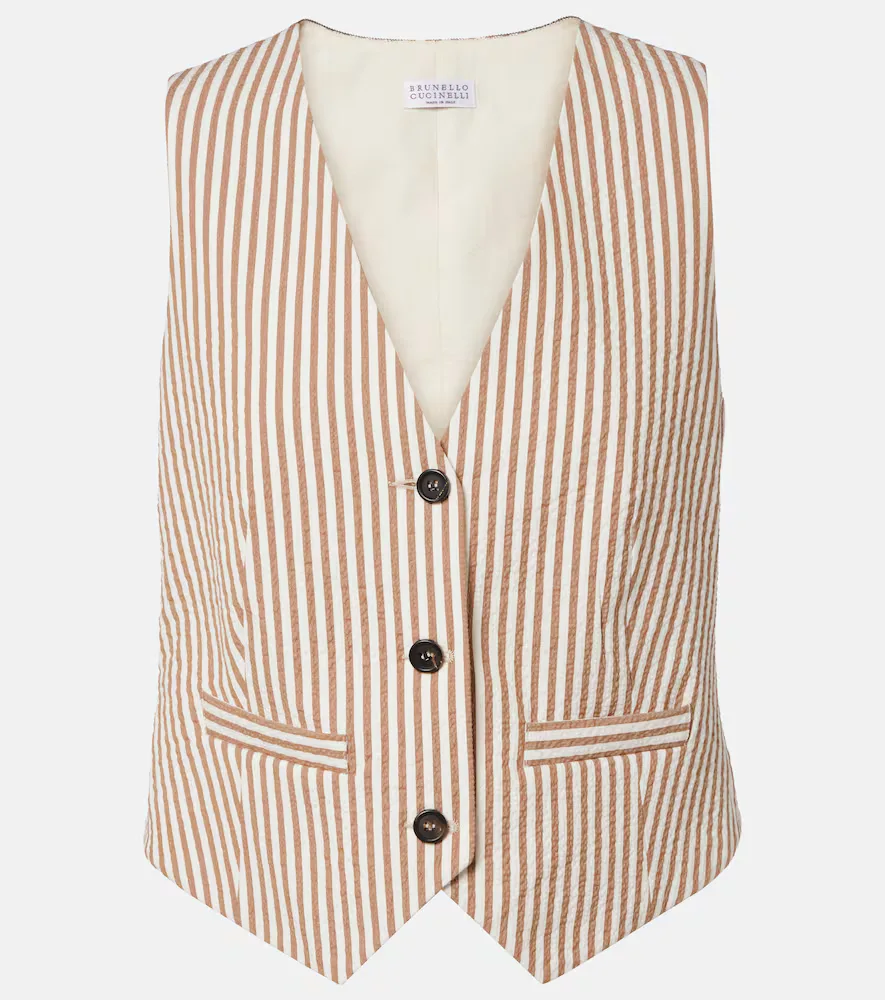 Striped Cotton-Blend Vest