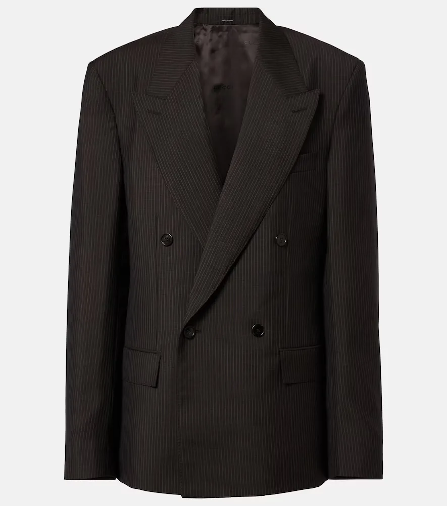 Pinstripe Wool and Mohair Blazer