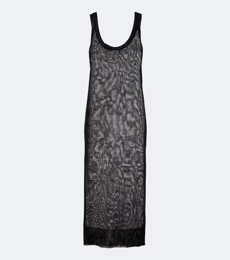 Semi-Sheer Linen and Silk Midi Dress