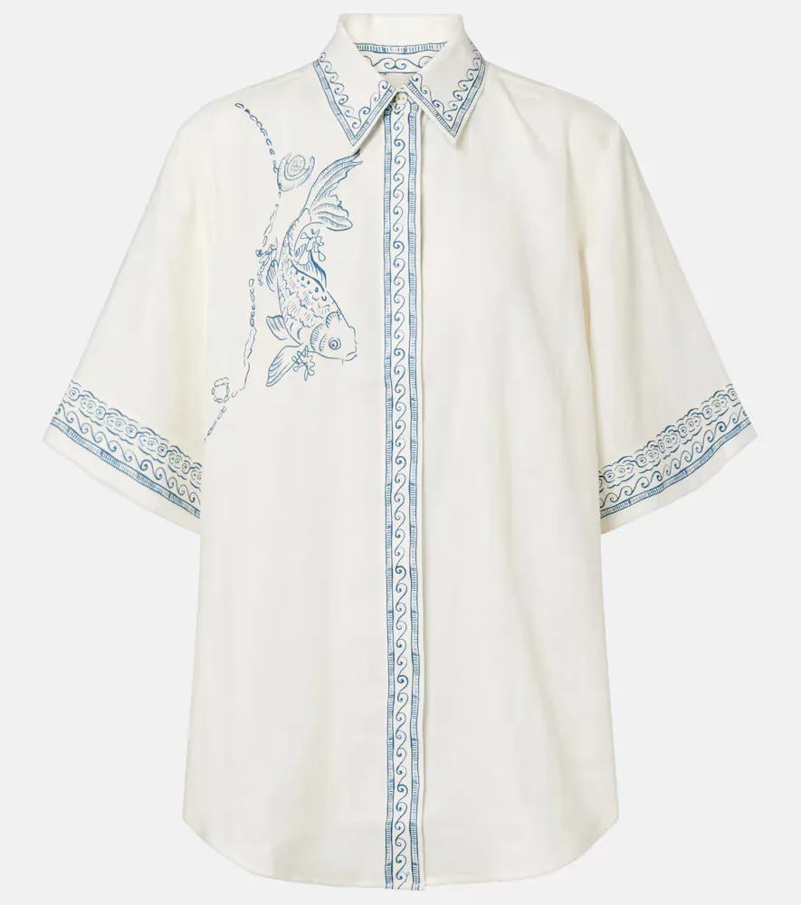 Lucky Oversized Printed Linen Shirt