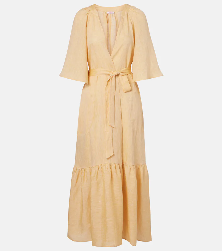 Audacieuse Belted Linen Maxi Dress