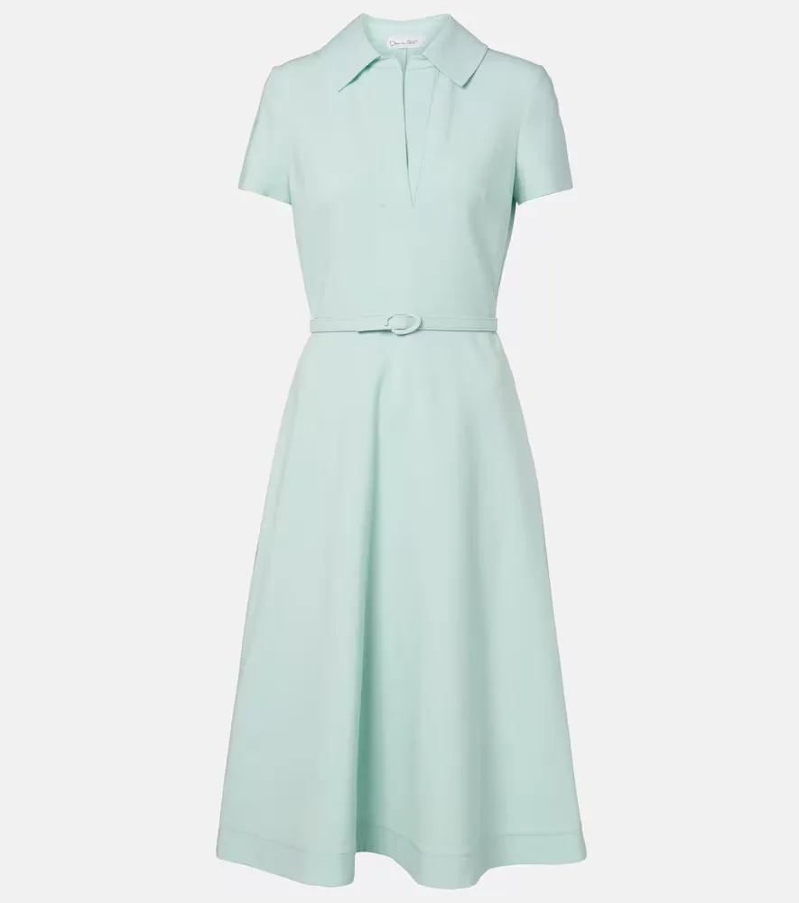 Belted Wool-Blend Midi Dress