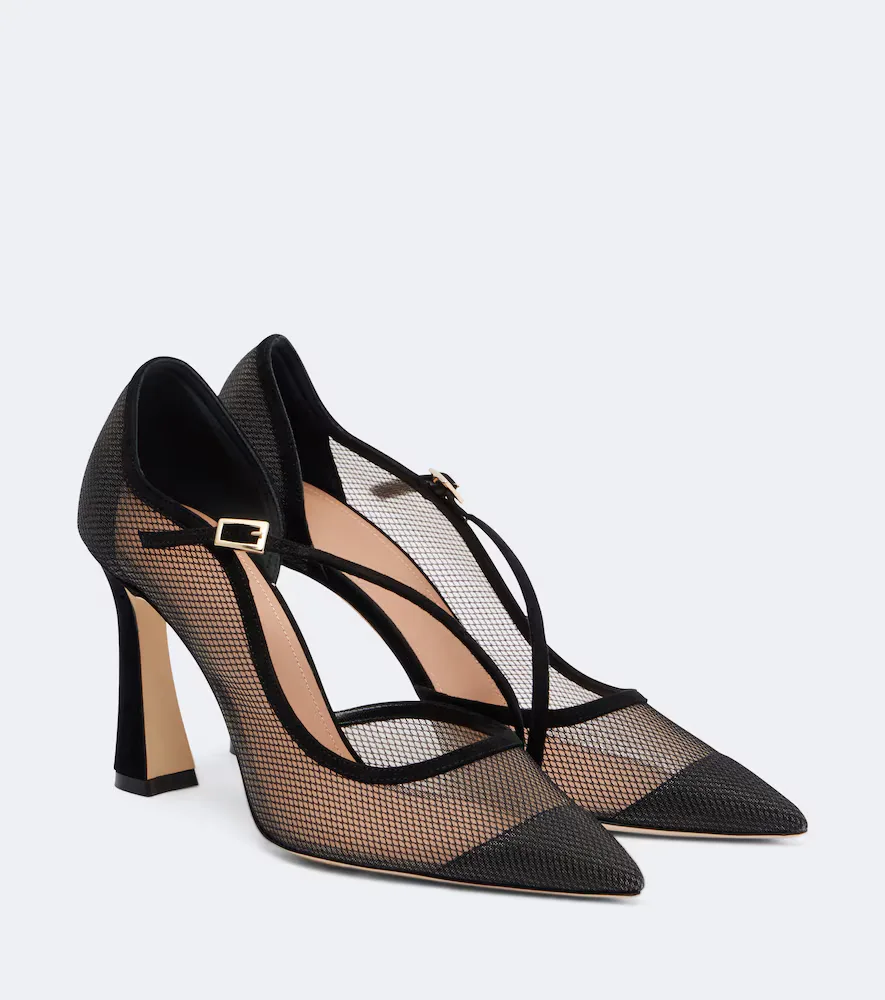 D'Orsay Suede-Trimmed Pumps