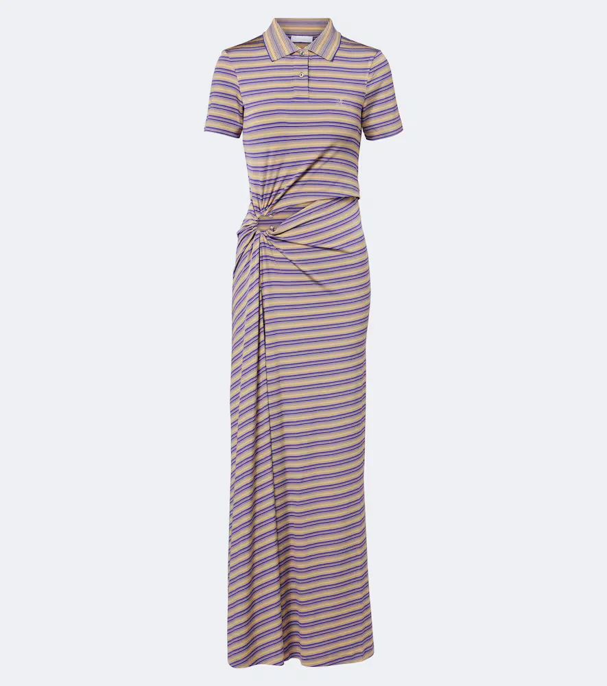 Cutout Gathered Striped Crêpe Maxi Dress