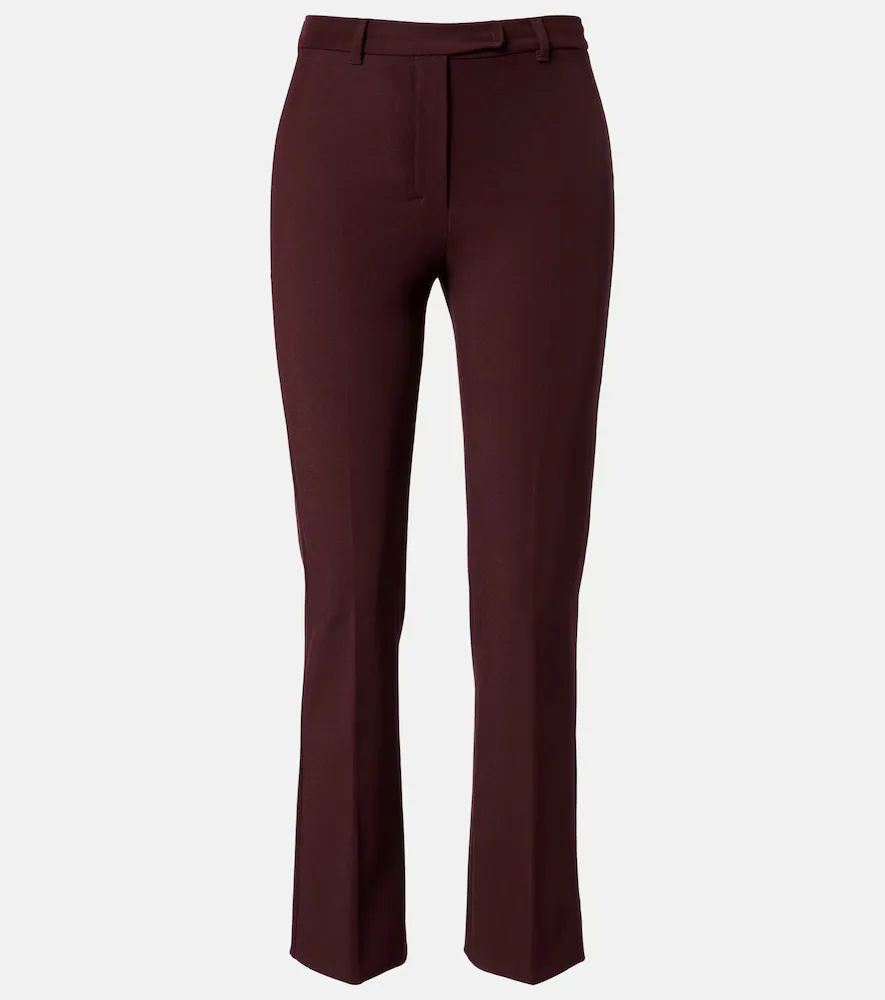 Cotton-Blend Cropped Straight Pants