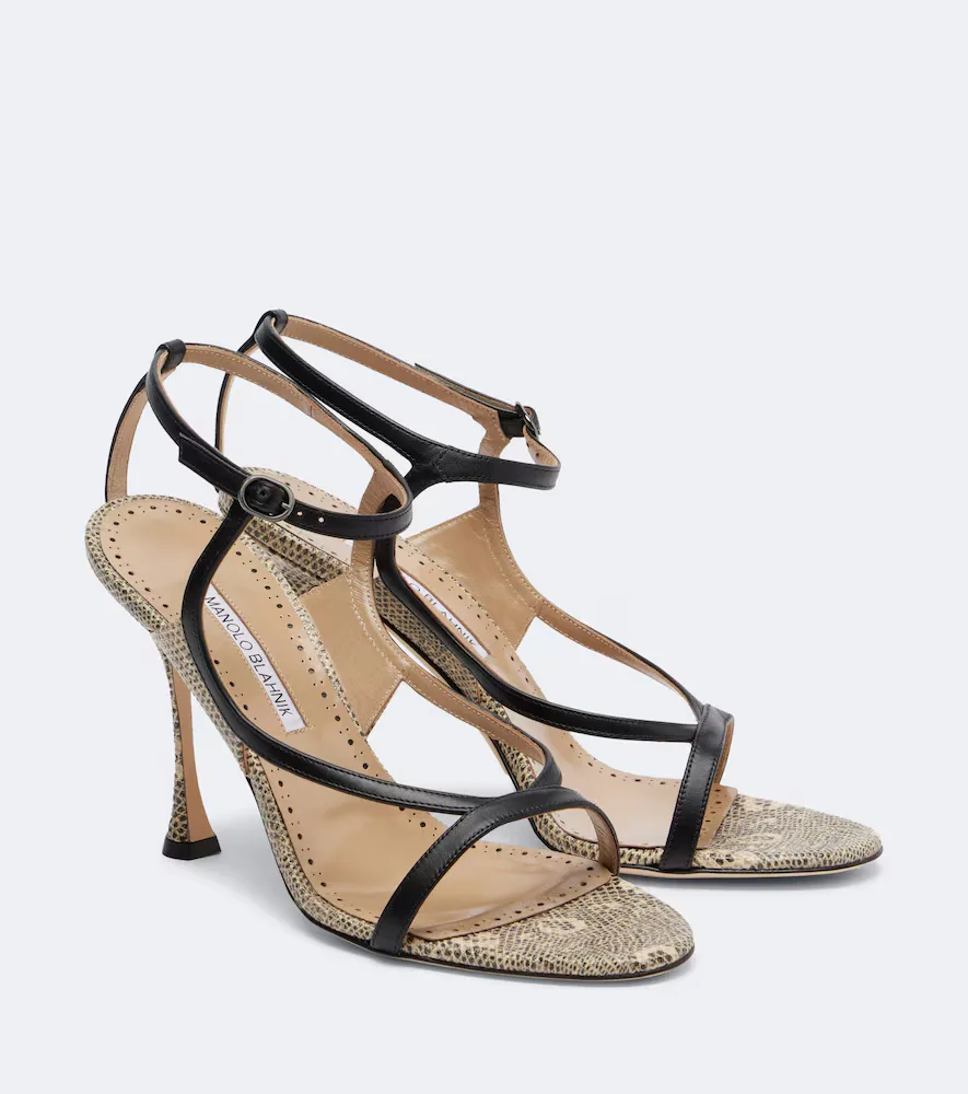 Tibula Snake-Effect Leather Sandals