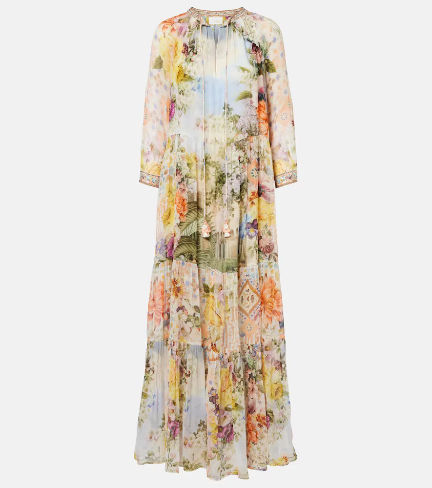 Robe Longue En Soie à Ornement