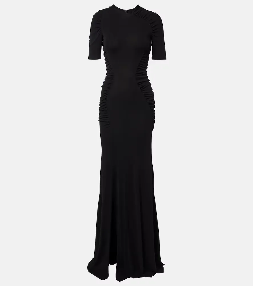 Ruched Crêpe Jersey Maxi Dress