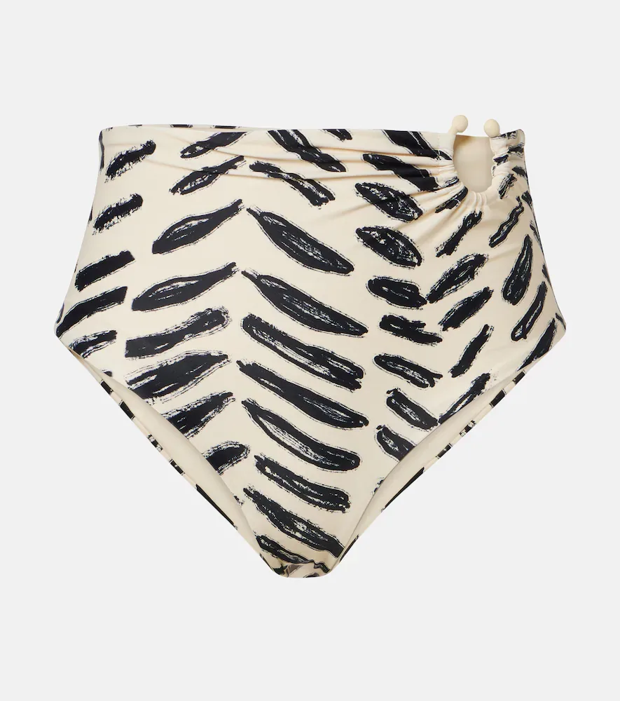 Gathered Printed Bikini Bottoms