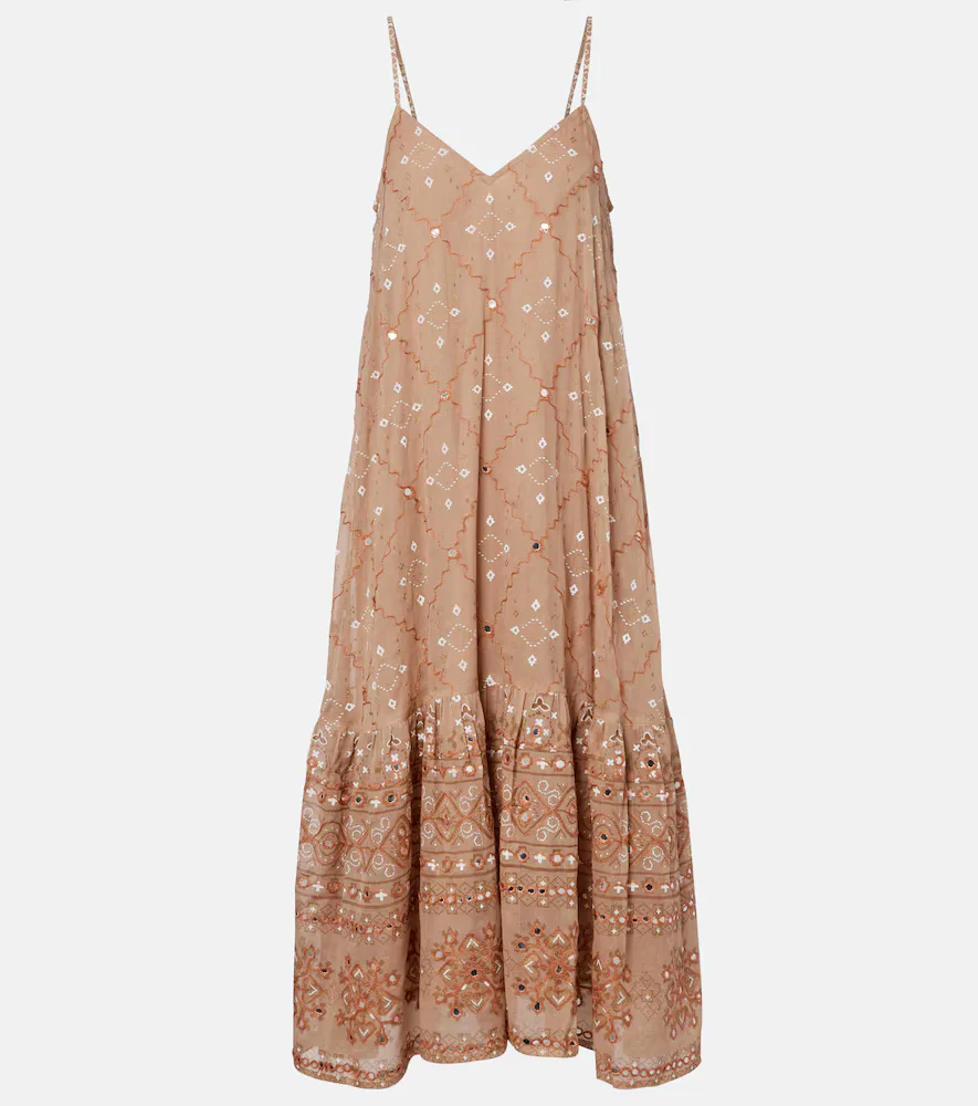 Embellished Cotton Midi Dress