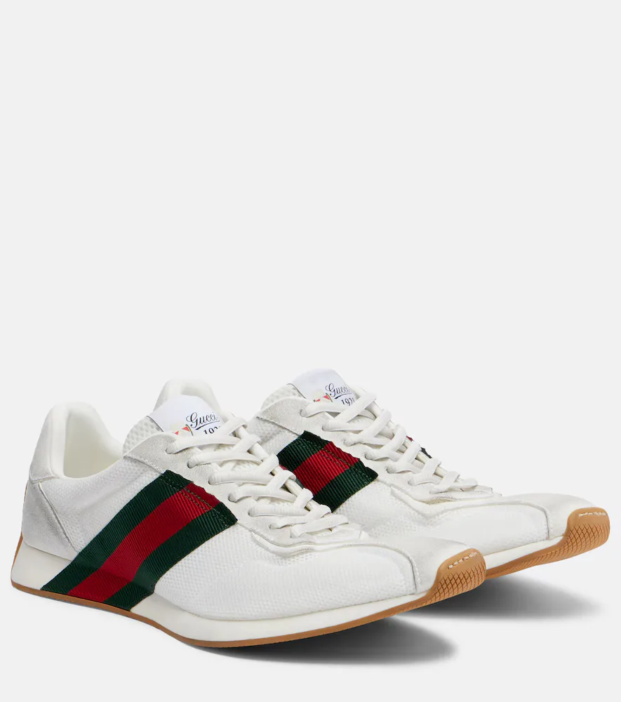 Gucci Tempo Suede-Trimmed Sneakers