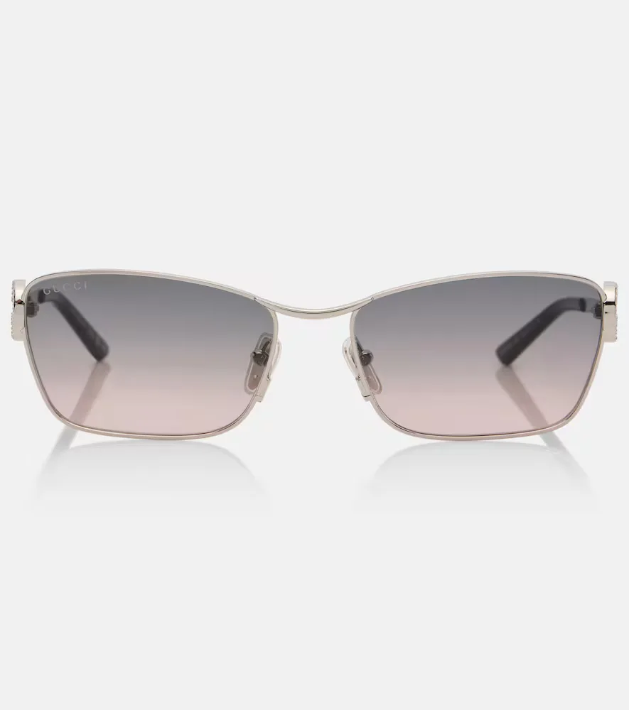 Interlocking G Crystal-Embellished Rectangular Sunglasses