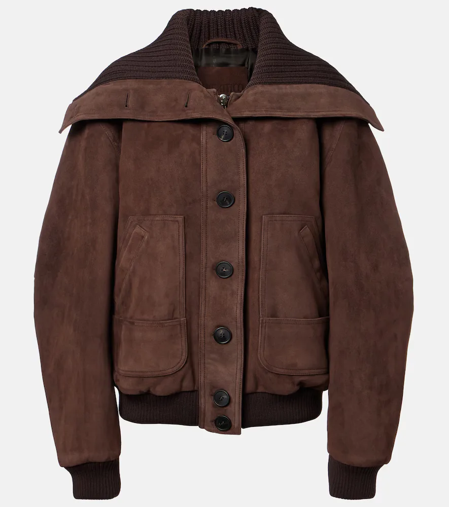 Oversized Suede Bomber Jacket