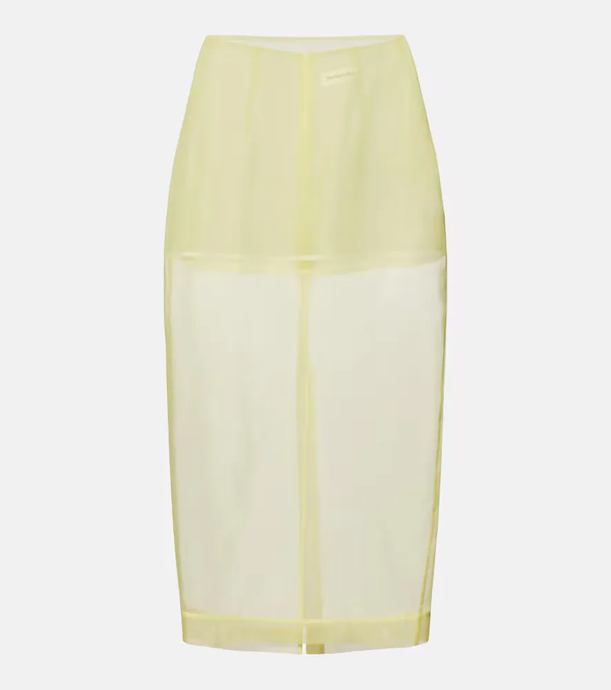 Peri Sheer Silk-Blend Midi Skirt