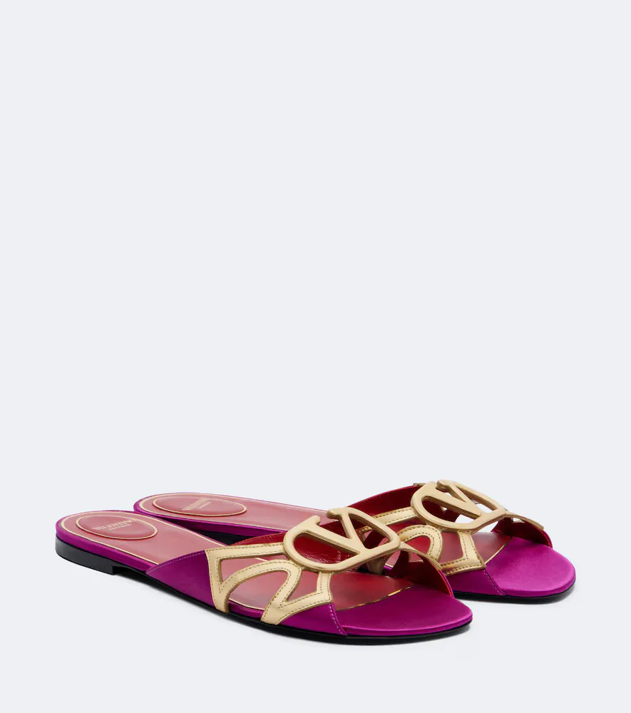 Wonderweb Satin and Leather Slides