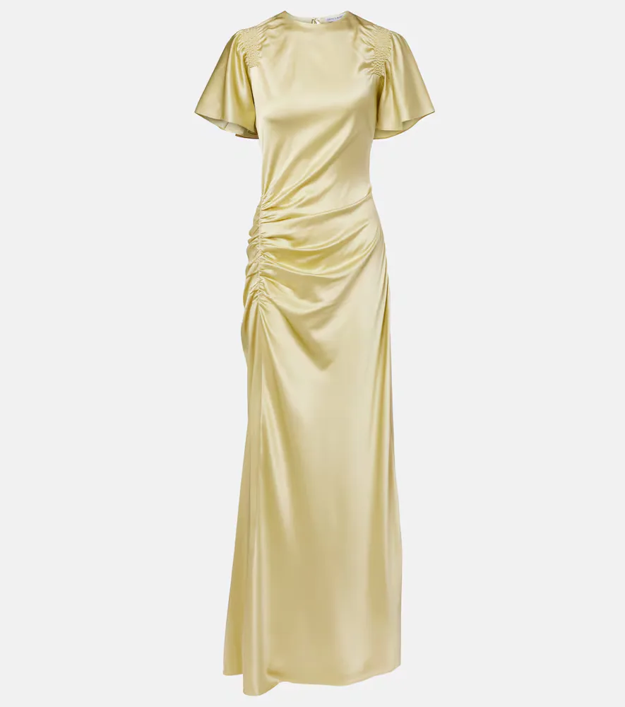 Huntleigh Ruched Silk-Blend Satin Gown