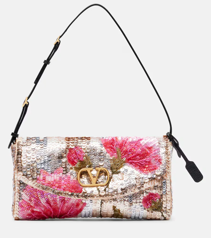 DeVain Small Floral Sequined Shoulder Bag