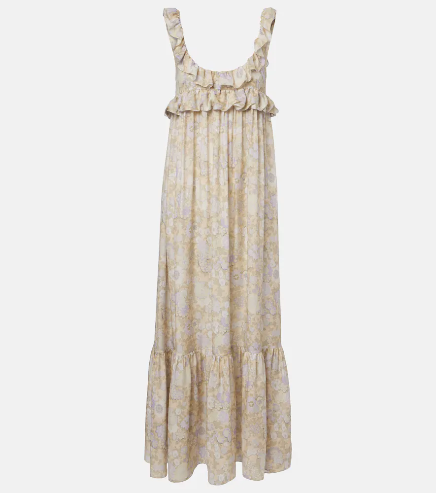 Floral Ruffled Silk Charmeuse Maxi Dress by Chloe