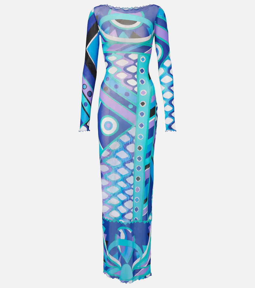 Vivara Ruffled Tulle Maxi Dress by Pucci