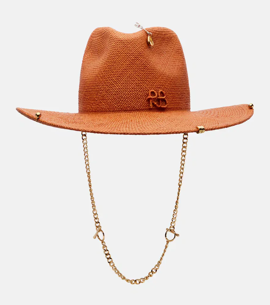 Chain-Detail Straw Fedora by Ruslan Baginskiy