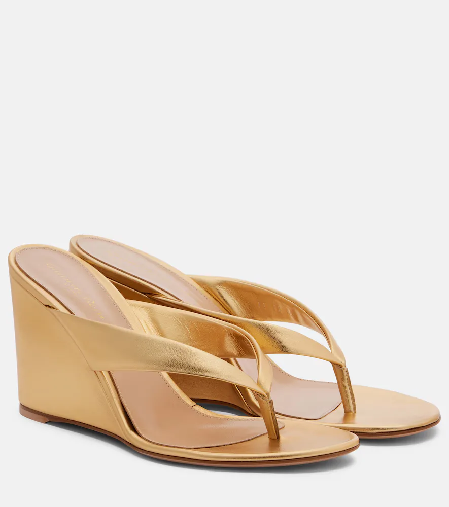 Leather Wedge Thong Sandals by Gianvito Rossi