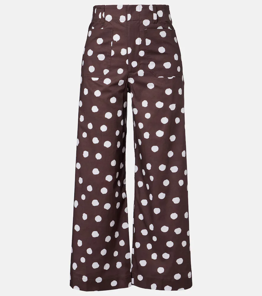 Polka-Dot Cotton-Blend Wide-Leg Pants by Adriana Degreas