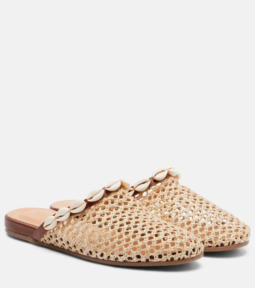 Slipper Embellished Raffia Mules by Ancient Greek Sandals