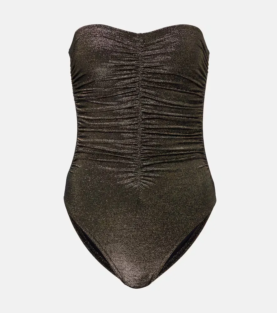 Helena Ruched Lamé Swimsuit by Karla Colletto